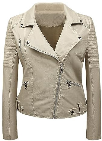 MGSFGlk Lederjacke Damen Lederimitat Jacke Langarm Kunstlederjacke Cool Übergangsjacke Mode Motorrad Jacke Frühling Bikerjacke Coole Jacke Steppjacke Herbst Winter Bomberjacke Warm Kurze Jacke