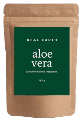 Real Earth Aloe Vera Pulver 250 g, 100 % natürlich und organisch für Haar und Haut, Aloe Vera Gel, Haarpflege