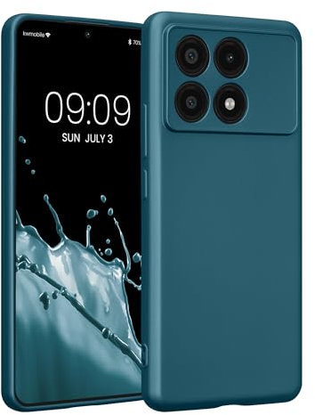 kwmobile Carcasa Compatible con Xiaomi Poco X6 Pro 5G Funda - Funda Ultrafina de TPU con Bordes elevados - Azul metálico