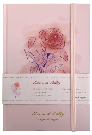 Zimoer Blanko Notizbuch Rosen, Tagebuch zum Schreiben, A5 Hardcover Tagebücher, Hardcover Journal Notizbücher, Notizbuch A5 Kariert mit wunderschönem Buntes Papier für Männer, Frauen, Mädchen (Rosa)