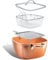GOTHAM STEEL Nonstick Square Deep Frying Pan, 9.5” Large Cooking Pan with Ceramic Nonstick Coating, Deep Fryer Pot with Basket, 4 Pc Titanium Ceramic with Lid, Basket & Steamer Tray, Dishwasher Safe
