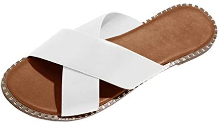 RLEHJN Sandales Femme Été Plates, Chaussures Plates Élégantes Et Respirantes Bohémiennes Claquette Femme Baskets Femmes Pantoufles Sandales Et Nu-Pieds Femme Chaussures De Plage Antidérapantes