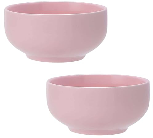TYMYYS Grand Bol Petit Dejeuner, Bols, 400ml Poke Bowl Vaisselle, Bol Soupe, Bol Ceramique-rose-Ensemble de 2