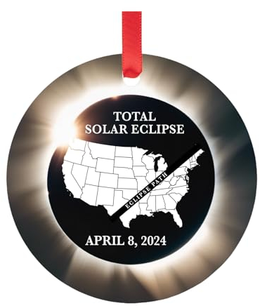 2024 Total Solar Ornament Solar 2024 Solar Partyzubehör Partydekorationen Solargeschenk Gedenkandenken Solargeschenk Andenken Wanddeko Schwarz Metall (Black, One Size)