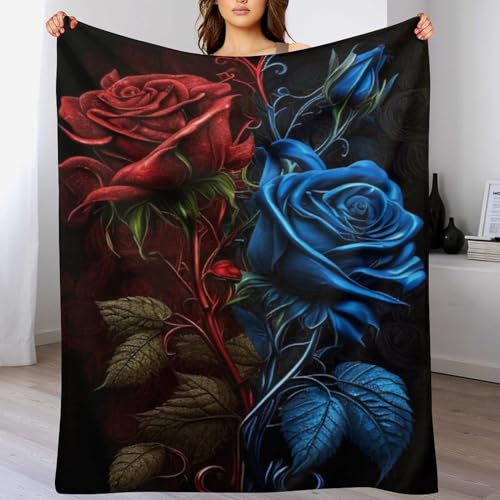 PAZZK Rose Fleece Decken, Flauschige Kuscheldecken, Superweiche Leichte Flannel Wohndecke Mit Druck Für Couch Bett/Sofa （100×130cm）