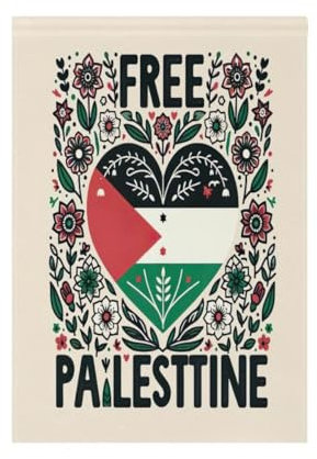 Bandera de Palestina libre con corazón pequeña bandera de jardín de 12 x 18 pulgadas, vertical de doble cara, decoración del hogar para patio, césped al aire libre