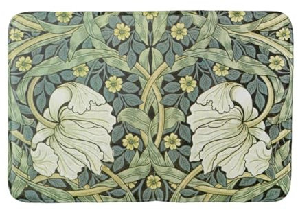 Ansouyi William Morris Badematte, 50,8 x 76,2 cm, Pimpernel, gelbe Blumen, Badezimmerteppich, rutschfest, waschbar, Bodenmatte für Küche, Schlafzimmer