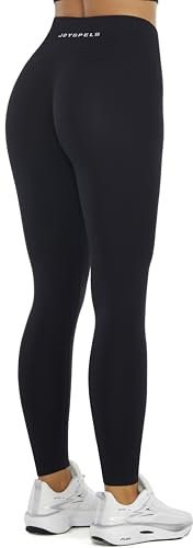 JOYSPELS Gym Sport Leggings Damen, Sporthose Damen Lang Blickdicht Po Push Up Seamless Leggins Tights Schwarz XL