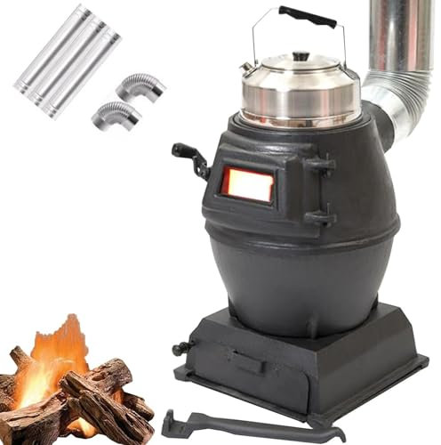 Indoor Small Wood Burning Stove, Wood Burning Heating Cast Iron Stove, Thickened Cast Iron Rural Heating Stove, View Window, Smokeless Cooker For Tent, Indoor, Shelter, Heating, Cooking, BBQ