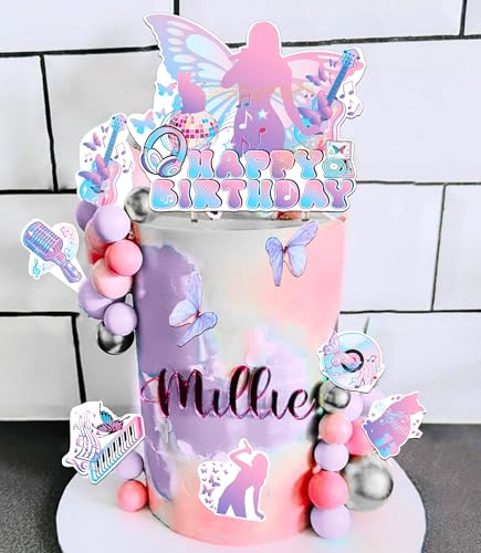 Singer Birthday Cake Decoration Girls Theme Photo Backdrop Era Party Music Fans Lover Party Supplies Music Star Cake Decorations