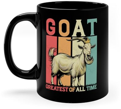 Kaffee Tasse Goat Größter Aller Zeiten Kaffee Schwarz, Bestes Team MVP Goat Aller Zeiten Teetassen Neuartiges Tee Becher Moderne Coffee Mug Für Morgentee Tee Tischdeko 330Ml