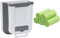 ANKEPEEC Small Food Folding Waste Bin for Kitchen with 100pcs Trash Bags 10-15l, Foldable Cupboard Trash Can Wall Mounted Kitchen Cabinet Door Under Sink Garbage Can White
