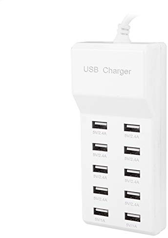 USB Ladegerät Mehrfach, 10 Port 5V Ladestation Desktop USB Schnellladegerät USB-Hub für Laptops Tablet Smartphones MP3 MP4, EU-Stecker