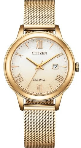 CITIZEN Damen Analog Eco-Drive Uhr mit Edelstahl Armband EW2623-70P