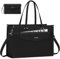 LOVEVOOK Laptoptasche Damen 15,6 Zoll, Wasserdicht Arbeitstasche Handtasche Groß Shopper Business Aktentasche Tasche Lehrertasche, PU Leder Tote Bag Schultasche für Uni Büro, Schwarz