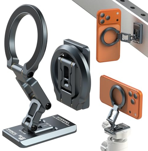 MOSENVKA Dual Magnetic Phone Holder Gym Magnetic Stand, Tripod Phone Mount (1/4'' Hole& ARCA-Swiss), Slim&Portable Phone Grip for iPhone 12/13/14/15/16 - Desk/Car/Gym/Golf Cart/Airplane Use Stand