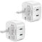 TEYASI 2 Pack USB C Plug Fast Charger Plug 25W New Type C and USB Wall Charging Plug Adapter UK for iPhone 16 15 14 13 12 11 Pro Max Plus, Pad Pro Air Mini, Head Adapter Charge