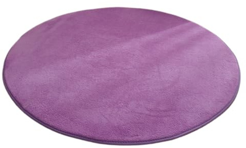 Wambere Runder Teppich aus Korallensamt, Rutschfester Waschbarer Hundeteppich, Schlafzimmerteppich, Flurteppich, Duschvorleger, Fußmatte, Für Esszimmer, Wohnzimmer, Bettvorleger, Lila, 40 cm
