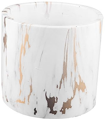 HANABASS Pot Fleurs Céramique Blanche Grand Modèle Marbre Moderne pour Succulentes Et Cactus Décor Intérieur Compact Et Élégant