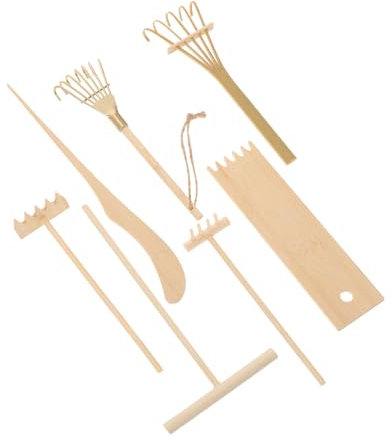 KOMBIUDA Ensemble De 7 Petits Outils De Jardin Zen Râteau Et Pousse-Sable pour Table De Sable Craft Et Décoration