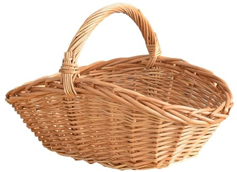 Panier en Osier avec Anse,Panier Pique Nique Enfant 25x30 cm Panier Picnic en Fleurs pour Pâques, Bonbons, Rangement de Jouets de Fruits et Légumes