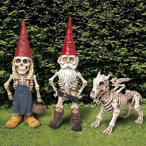 Skelett Gartenzwerge Statue Zombie Zwerg Skulpturen Harz Zwerg Figuren Horror Halloween