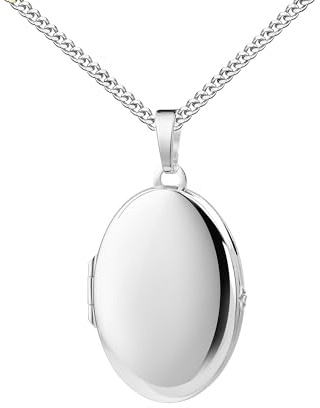 JEVELION Silber Medaillon zum Öffnen mit Herz, für 2 Bilder 925 Silber Foto Amulett für Damen mit Kette oder ohne Kette wählbar + Schmuck-Etui