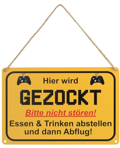 PaiTaiChan Gaming Deko Zimmer Gamer Geschenk für Bruder zu Weihnachten Zocker Zubehör PC Hier Wird Gezockt Türschild Schild Weihnachtsgeschenke für Kleinen Jugendliche Jungs