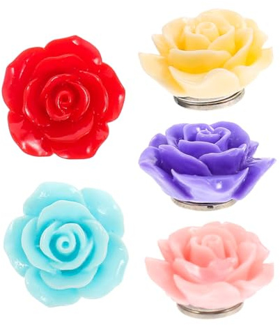SAFIGLE 5 Stück-Pack Magnetischer Diamantkunsthalter Mit Rosenmotiv Bunte Diamantzeichnungs Fixierkappen Für Selbstgemacht Malerei Und Kreuzstich Präzise Fixierung Für Diamantbilder