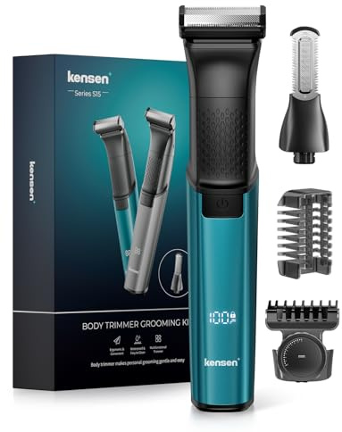 Kensen Body Hair Trimmer Men, 2-in-1 Body Shaver & Pube Trimmer, Manscap Intimate Ball Razor Wet Dry, 100 Min Runtime, Attachment Combs 1-10 mm, Type-C