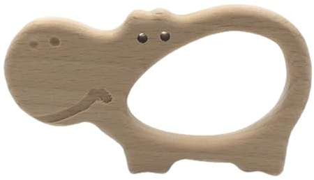HONITANO Junge Mädchen Beißring Holz Tierform Molar Toy für Kleinkinder Sanfte Zahnungshilfe Glatte Kanten Leichte DIY Greifling Geeignet für Junge Mädchen Ab Monaten Natürlicher