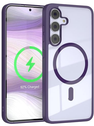 EAZY CASE Hülle für Galaxy S25 FE kompatibel mit Qi Charging Ultra Aufprallschutz Stoßfest und Kratzfest dünne Schutzhülle mit Kameraschutz Silikon Cover Clear Hybrid Case Lila - Qi Charging