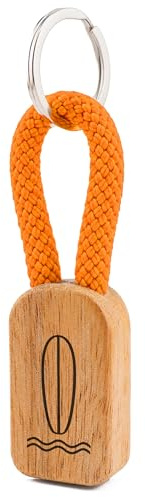 GIPFELWELLE Holz Schlüssel Anhänger Kette Ring Paracord mit Gravur, Segeltau handgemacht, Damen Herren