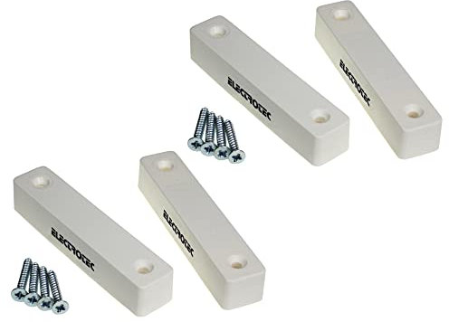 2 x Electrotec CO03 burglar alarm door contact sensors, professional quality, white 5 terminal reed switch type.