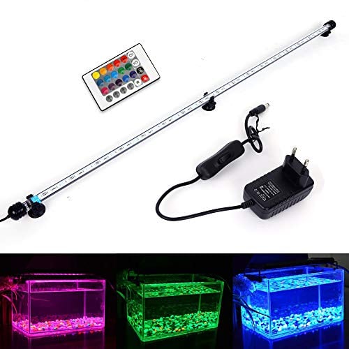 MLJ RGB Aquarium Beleuchtung LED Leuchte 92 cm Wasserdicht Lampe Stecker EU Unterwasser LED-Lichtbalken für Fisch Tank Mit Fernbedienung (RGB)