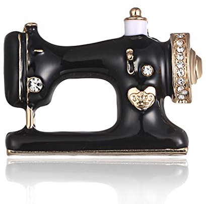 AILUOR Vintage Enanel Brosche Pins für Frauen Männer, Gold mit schwarzer Nähmaschine Brosche Pin für Frauen Mädchen Schmuck Instrument Corsage (schwarz)