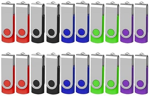 USB Sticks 8GB 20 Stück Mehrfarbig, AreTop Speicherstick USB 2.0 Pen Drives 360° Drehbar Metall Design mit lanyards for Datenspeicher