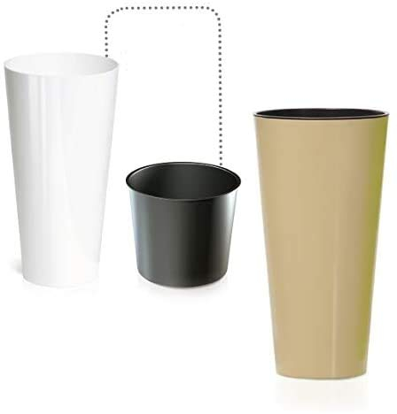 Pflanztopf Blumentopf Pflanzkübel Blumenkübel Rund Hochglanz mit Einsatz 3 Größen und Farben NEU Übertopf Glänzend (76cm Weiß)