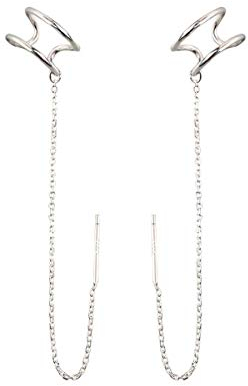SLUYNZ 925 Sterling Silber Manschette Ohrringe Einfädler Kette für Frauen Damen Ohrringe Kletterer Ohrringe Wickelohrringe