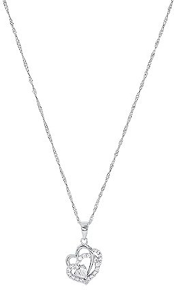 Amor Kette mit Anhänger 925 Sterling Silber Damen Halsschmuck, mit Zirkonia synth., 42 cm, Silber, Herz, Kommt in Schmuck Geschenk Box, 2016423