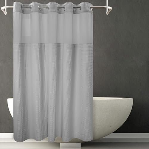 River dream Duschvorhang aus Waffelgewebe, keine Haken nötig, Baumwollmischung, mit Snap-In-einlage â€“ Hotelqualität, wasserabweisend, maschinenwaschbar â€“ 71 x 74 cm, Lake Wanaka