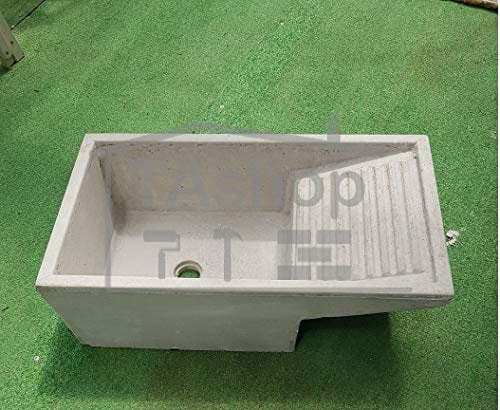 MASTRO GABRIELE Lavabo à linge en béton brut gris, dimensions extérieures 69 x 39 x 23 h