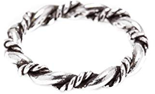WINDALF Schmaler Vikings Ring DHARA 3 mm Wikinger Kordel-Ring Handgeschmiedet 925 Sterlingsilber (Silber, 66 (21.0))