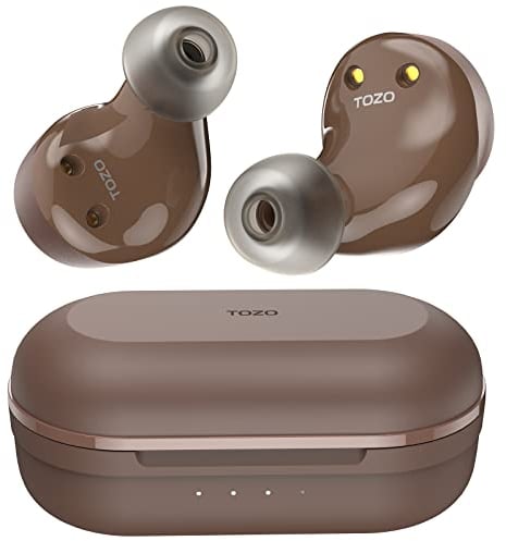 TOZO NC9 Kopfhörer Kabellos Bluetooth 5.0 Bluetooth Kopfhörer, Hybrid Active Noise Cancelling Kopfhörer, Kabellose Kopfhörer mit Tiefer Bass, Mikrofone,Touch-Steuerung - Braun