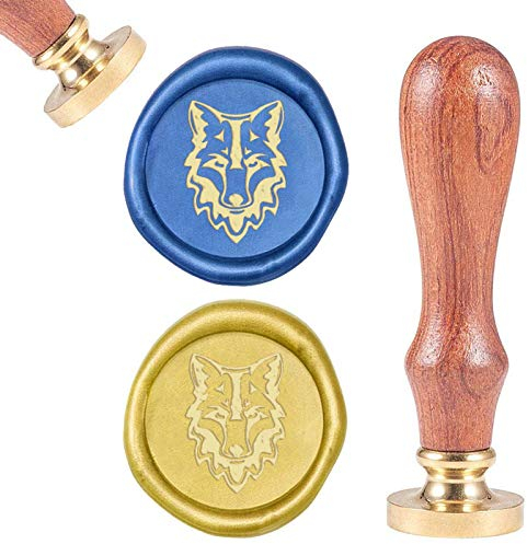 craspire Wax Seal Stamp Wolf, Vintage Wachs Siegelstempel Tier Retro Holzstempel Abnehmbarer Messingkopf 25mm Für Umschläge Einladungskarten Verschönerung