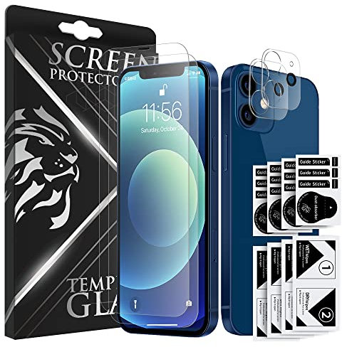 [4 Pack] 2 x Screen Protector for iPhone 12 Pro Max With 2 x Camera Lens Protector Compatible with 12 Pro Max Edge to Edge Full Coverage - Genuine Tempered Glass (For iPhone 12 Pro Max)