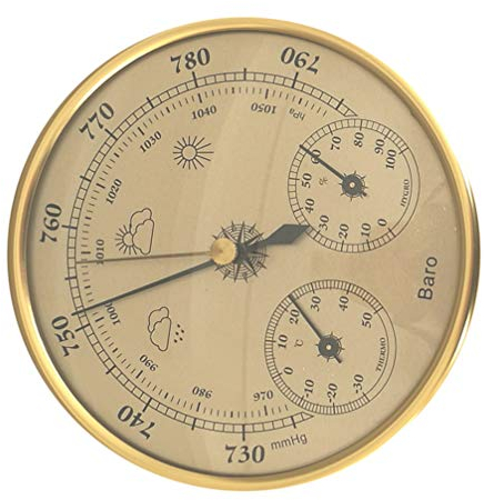 IMIKEYA 3-in-1 Wetterstation mit Barometer Thermometer und Hygrometer Aluminiumlegierung Einfache Montage Wettervorhersage Elegantes Zifferblattdesign