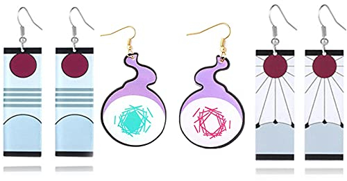 XHBTS 3 Paare Toilette gebunden Hanako Kun Acryl Ohrringe und Demon Slayer Cosplay Ohrringe Anime Ohrring Cosplay Zubehör Valentinstag Geschenke