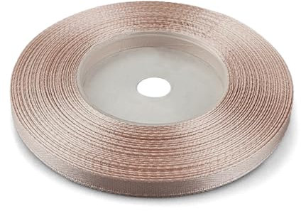 Netuno 1x Satinband Beige 6 mm x 32 m Geschenkband Hochzeit Deko Stoffband elegante Schleifen farbig zum Verpacken Dekoration Geschenke Schleifenband bunte Schleifenbänder Satinbänder