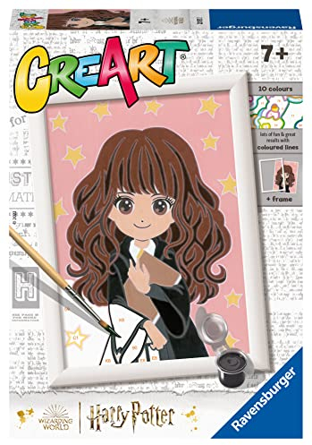 Ravensburger - Creart E Harry Potter: Hermion | Pintar por Numeros Niños | Kit Manualidades Niños | Kit Pintura Niños Completo | Manualidades Niña 7 años | Incluye Marco 13x18cm